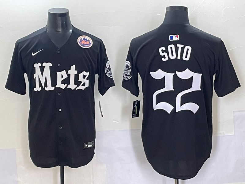 Men 2025 New York Mets #22 Soto Black Five generations Joint Name Nike MLB Jersey style 11->oakland raiders->NFL Jersey
